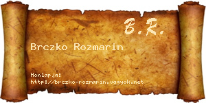 Brczko Rozmarin névjegykártya